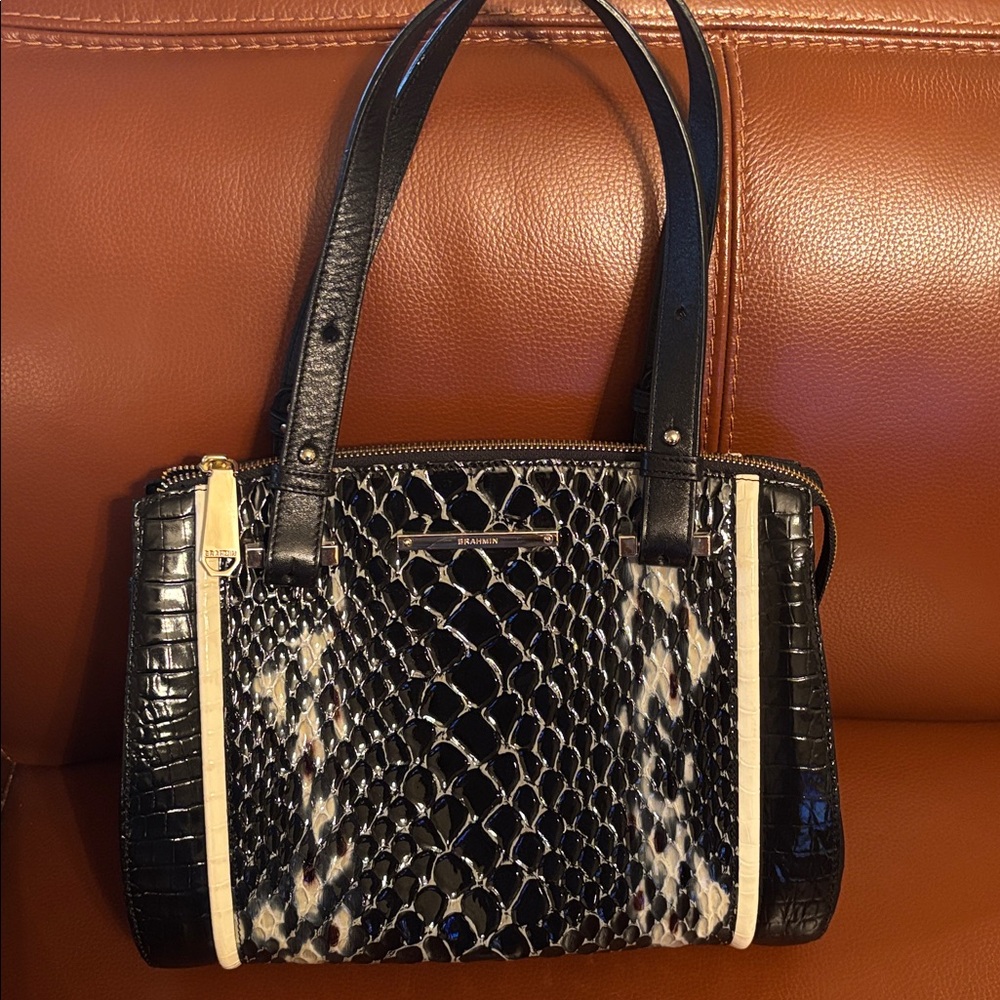 Black and White Snakeskin Handbag